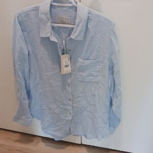 Rails Light Blue Casual Button-Down Linen Shirt